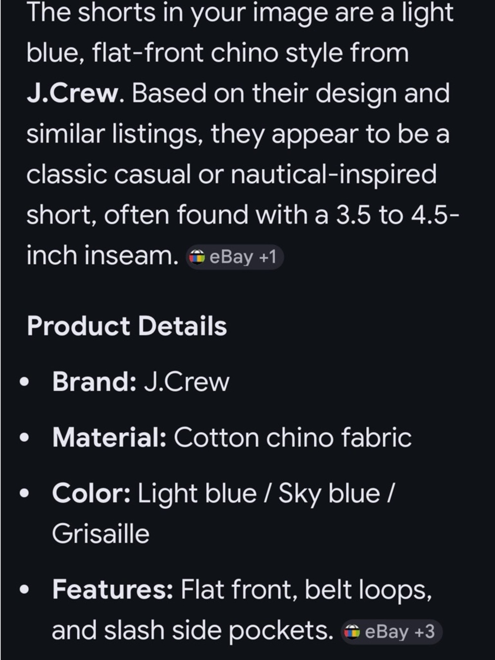 J. Crew Sky Blue Cotton Chino Shorts - Picture 7 of 7